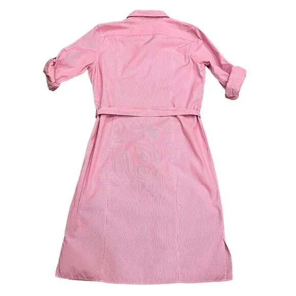 Lands' End Striped Midi Shirt Dress, Cotton, 10 - Picture 7 of 8